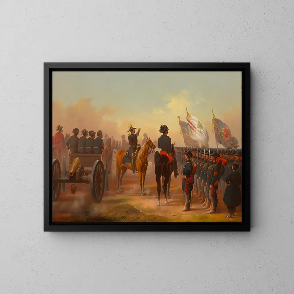 Examen des troupes du Rhode Island et du Maine - James Walker — ingelijst kunstwerk aan de muur