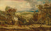 Fitzhead in Somerset met een ossenwagen bij een kalkoven en Glastonbury Tor op de achtergrond - James Ward — weergave van het kunstwerk