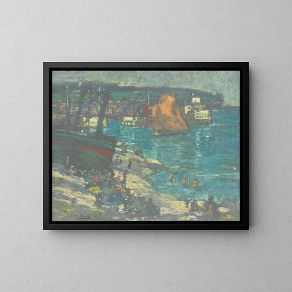 op het strand van Arbroath - James Watterston Herald — ingelijst kunstwerk aan de muur