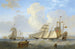 Een Britse opium-schoener en andere schepen voor de kust van Hong Kong - James Wilson Carmichael — weergave van het kunstwerk