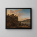 van een Italiaanse rivierlandschap met herders op een pad met hun kudde en ezels - Jan Asselijn — ingelijst kunstwerk aan de muur