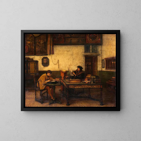 Érasme in zijn studie - Jan August Hendrik Leys — ingelijst kunstwerk aan de muur