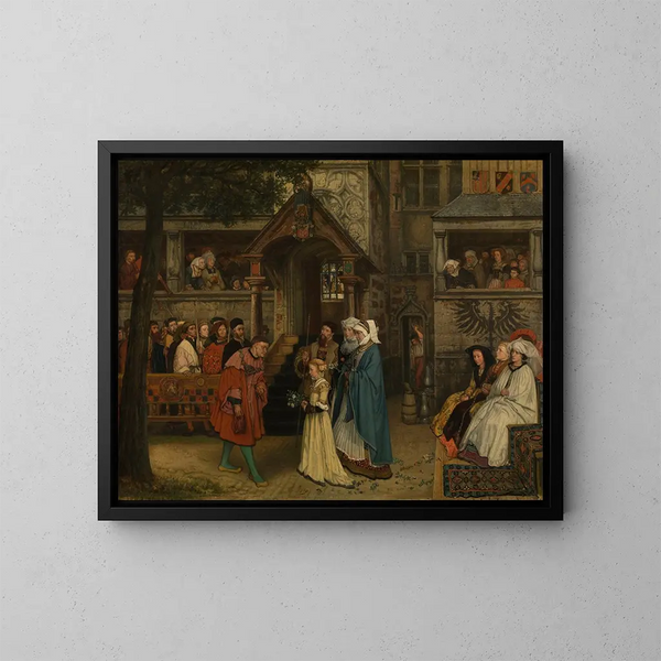 De gilde van de boogschutters verwelkomt Margaretha van Oostenrijk - Jan August Hendrik Leys — ingelijst kunstwerk aan de muur