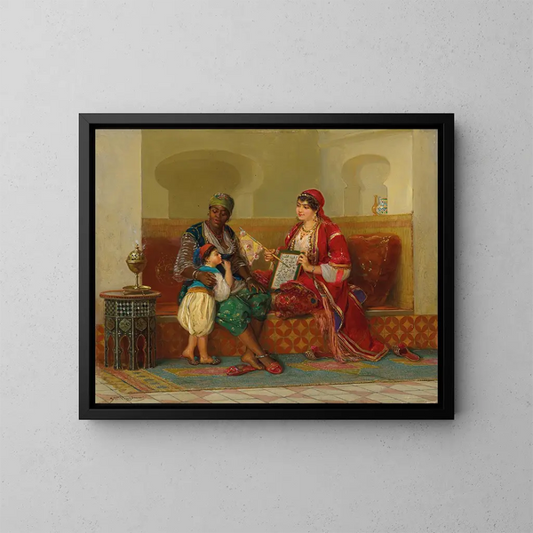 Leren lezen - Jan Baptist Huysmans — ingelijst kunstwerk aan de muur