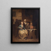 Interior painting with five characters - Jan Baptist Lambrechts — framed artwork on a wall