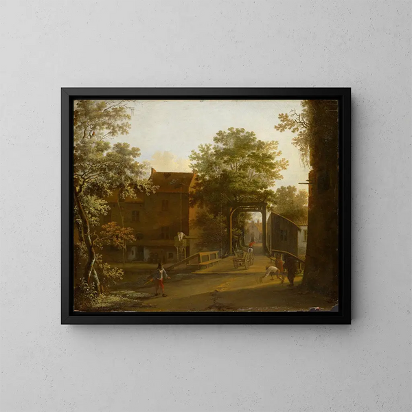 Straat met een ophaalbrug - Jan Both — ingelijst kunstwerk aan de muur