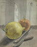 Natuur stilleven met fruit, mes en potlood - Jan Brandes — weergave van het kunstwerk