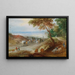 uitgestrekt golvend landschap met reizigers op een pad en vee op de voorgrond - Jan Brueghel de Jonge — ingelijst kunstwerk aan de muur