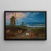 van een uitgestrekt landschap met reizigers voor een windmolen - Jan Brueghel de Jonge — ingelijst kunstwerk aan de muur