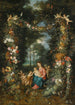 La Vierge et l'Enfant avec le petit Saint Jean-Baptiste entourés de guirlandes et festons de fruits et fleurs - Jan Brueghel le Jeune — weergave van het kunstwerk