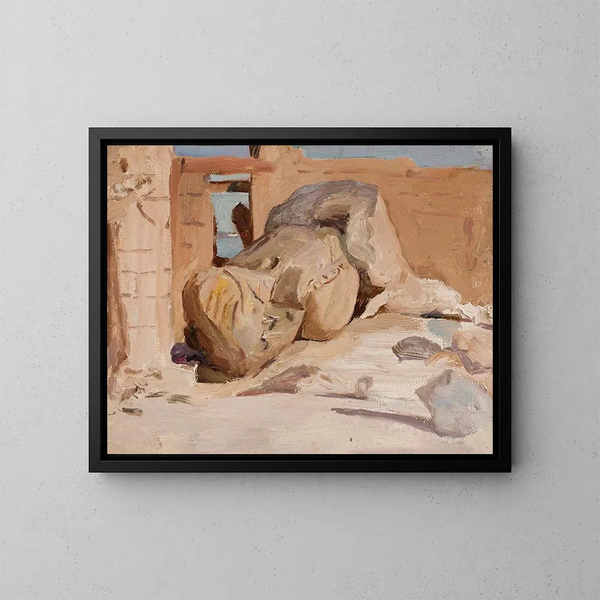 van het oude ruïnes schilderij van de reis naar Egypte - Jan Cybis — ingelijst kunstwerk aan de muur