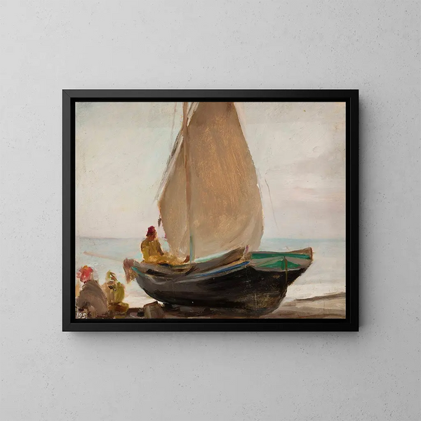 Bateau à Aloupka, van de reis naar de Krim - Jan Cybis — ingelijst kunstwerk aan de muur
