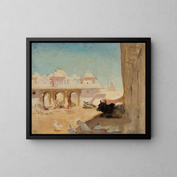 van het paleisplein van de maharadja's - Jan Cybis — ingelijst kunstwerk aan de muur