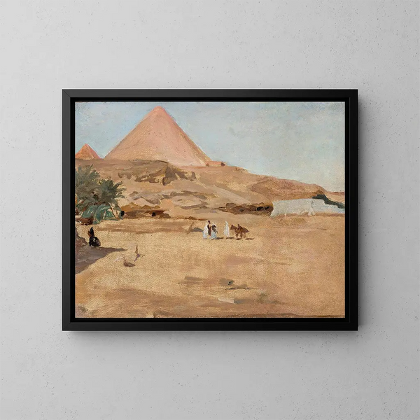van het woestijn- en piramide-motief uit de reis in Egypte - Jan Cybis — ingelijst kunstwerk aan de muur