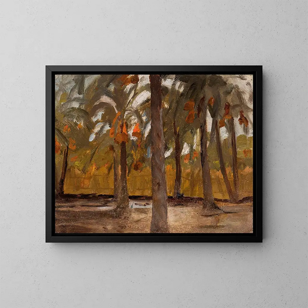 van Egyptische palmwoud schilderij - Jan Cybis — ingelijst kunstwerk aan de muur