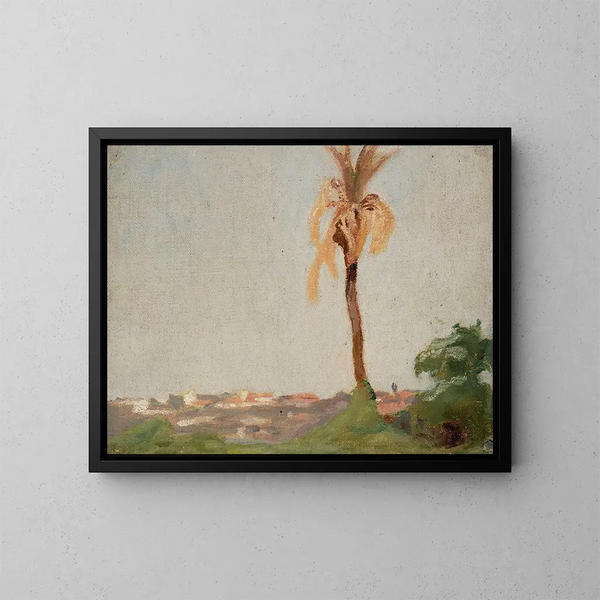 Heilige man begraven, landschap met een palmboom, van de reis naar India - Jan Cybis — ingelijst kunstwerk aan de muur