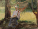 in een hangmat, portret van Maria Rubtsov in Maryino - Jan Cybis — weergave van het kunstwerk