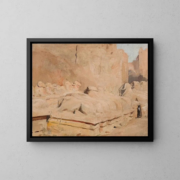Allée du Sphinx, tempel van Amon-Rê, van de reis naar Egypte - Jan Cybis — ingelijst kunstwerk aan de muur