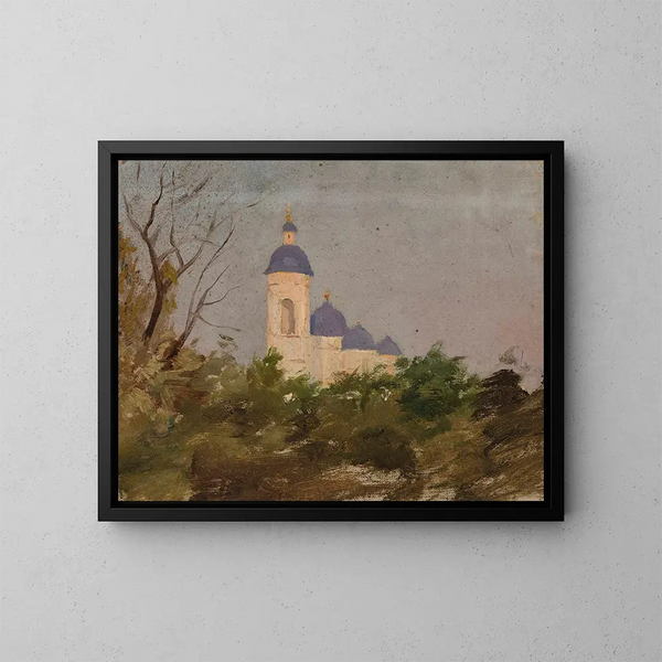 Studie van een orthodoxe kerk - Jan Cybis — ingelijst kunstwerk aan de muur