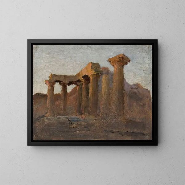 van het Tempel van Apollo in Korinthe bij zonsopgang - Jan Cybis — ingelijst kunstwerk aan de muur