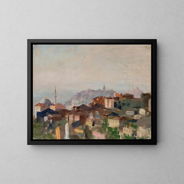 Uitzicht op de Punta del Seraglio vanaf de reis naar Constantinopel - Jan Cybis — ingelijst kunstwerk aan de muur