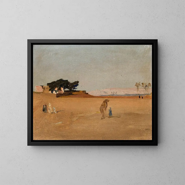 Uitzicht op de piramides bij schemering vanaf de reis in Egypte - Jan Cybis — ingelijst kunstwerk aan de muur