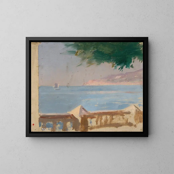Uitzicht op zee vanaf villa Bakhchisarai in Yalta, uit de reis naar de Krim - Jan Cybis — ingelijst kunstwerk aan de muur