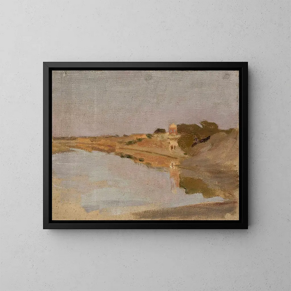 Landschap met watervogels van de reis naar India - Jan Cybis — ingelijst kunstwerk aan de muur