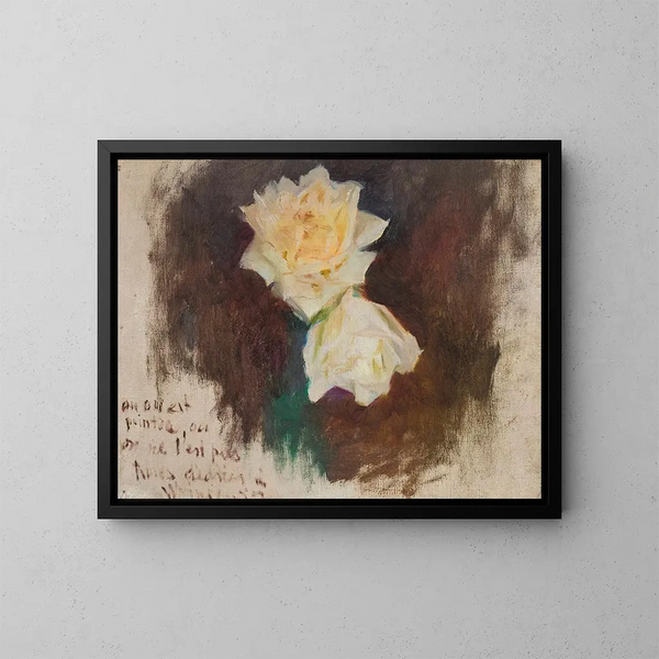 Witte Rozen - Jan Cybis — ingelijst kunstwerk aan de muur