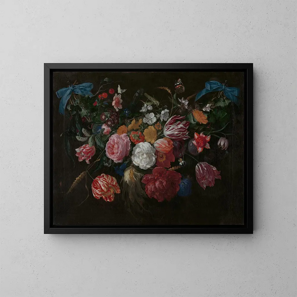 Bloemen en insecten - Jan Davidsz de Heem — ingelijst kunstwerk aan de muur