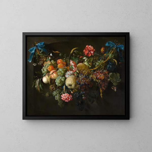 van fruit- en bloemenguirlande - Jan Davidsz de Heem — ingelijst kunstwerk aan de muur
