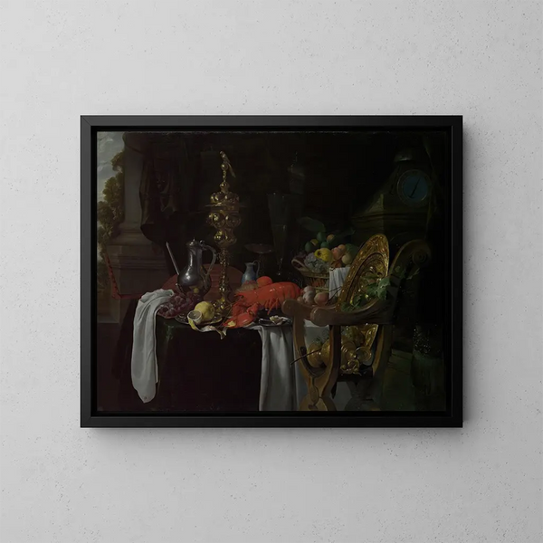 Natuurstudie: Bankettafereel - Jan Davidsz de Heem — ingelijst kunstwerk aan de muur