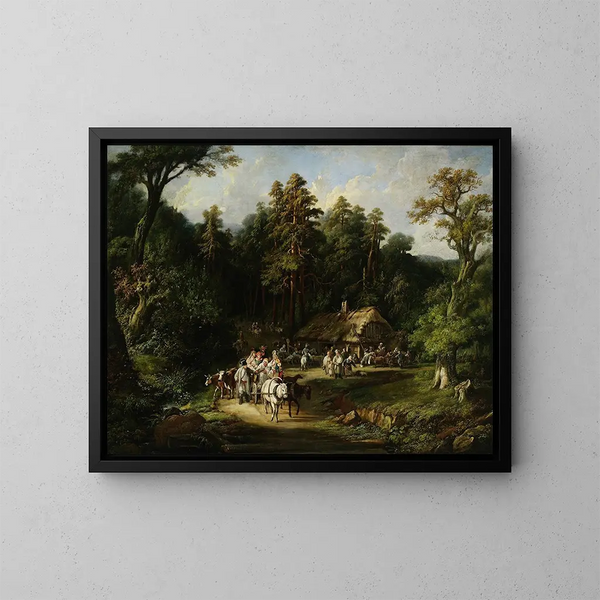 La dernière pièce de monnaie, taverne près de Varsovie - Jan Feliks Piwarski — ingelijst kunstwerk aan de muur