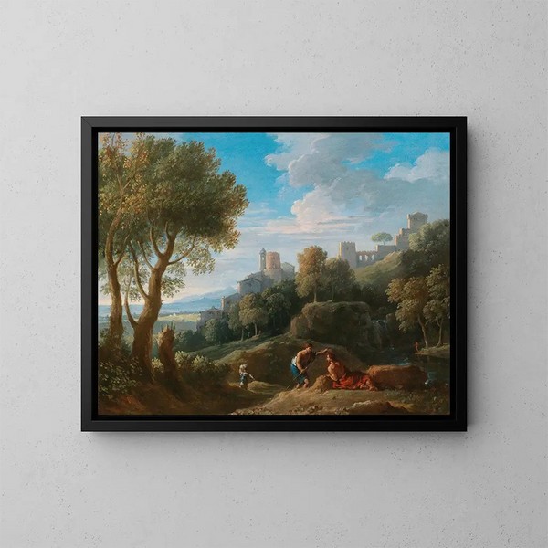 Een Landschap op het Platteland - Jan Frans van Bloemen — ingelijst kunstwerk aan de muur