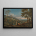 Klassiek landschapsschilderij met boeren op de voorgrond - Jan Frans van Bloemen — ingelijst kunstwerk aan de muur