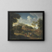 Een uitgestrekt landschap met de rust tijdens de vlucht naar Egypte - Jan Frans van Bloemen — ingelijst kunstwerk aan de muur