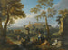 Figuren in klassieke zithouding bij ruïnes in een Italiaans landschap - Jan Frans van Bloemen — weergave van het kunstwerk