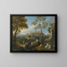 Figuren in klassieke zithouding bij ruïnes in een Italiaans landschap - Jan Frans van Bloemen — ingelijst kunstwerk aan de muur