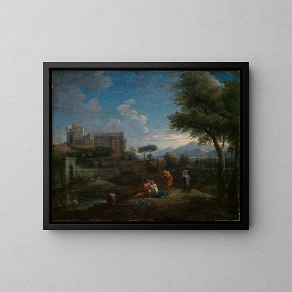 Landschap met uitzicht op Rome en het Vaticaan uitkijkpunt - Jan Frans van Bloemen — ingelijst kunstwerk aan de muur