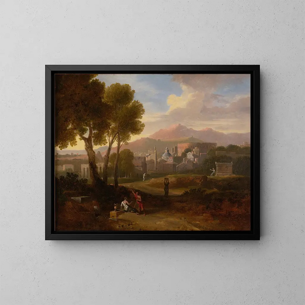 Buiten de stadsmuren - Jan Frans van Bloemen — ingelijst kunstwerk aan de muur
