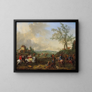 Jan Frans van Bredael - Elegant riders in a hunting scene with falcons.webp
