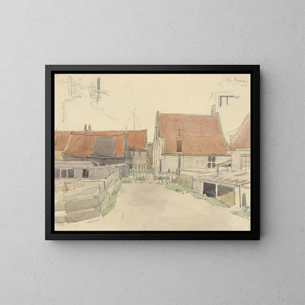 van Maisons dans le quartier de Vinkenbuurt à Amsterdam - Jan H.L. Hanau — ingelijst kunstwerk aan de muur