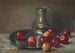 Natuurstudie met appels, bord en tinnen kruik - Jan Ingenhousz — weergave van het kunstwerk