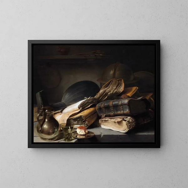 Natuurstudie met boeken - Jan Lievens — ingelijst kunstwerk aan de muur