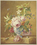 van een boeket bloemen in een blauwe vaas met drie vlinders aan de voorkant rechts, een slak - Jan Matthias Kok — weergave van het kunstwerk