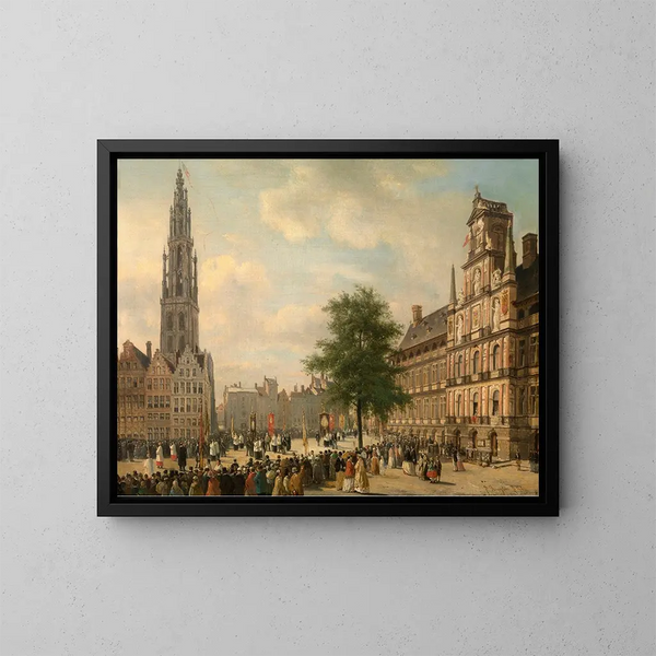 Procession sur la Grand-Place d'Anvers - Jan Michiel Ruyten — ingelijst kunstwerk aan de muur