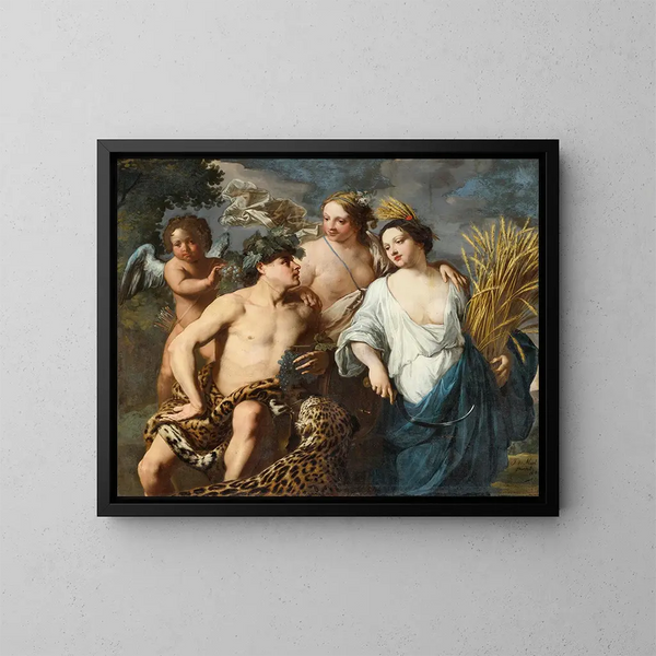 Ceres, Bacchus en Venus - Jan Miel — ingelijst kunstwerk aan de muur