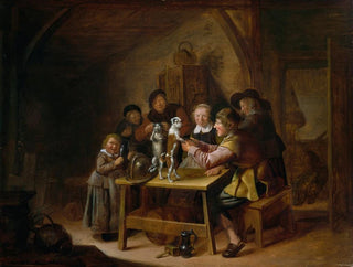 Jan Miense Molenaer - Peasants Teaching a Cat and Dog to Dance.webp
