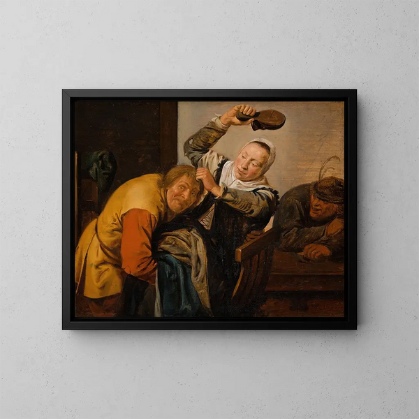 De Vijf Zintuigen: Het Tastgevoel - Jan Miense Molenaer — ingelijst kunstwerk aan de muur