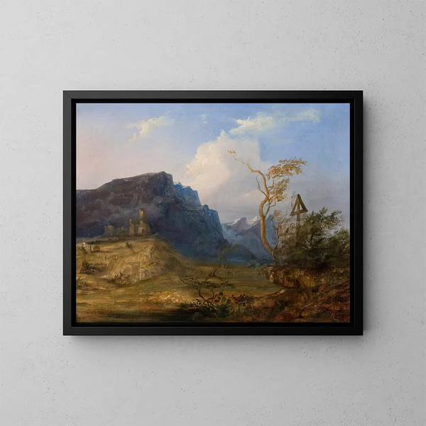 Berglandschap - Jan Nepomucen Głowacki — ingelijst kunstwerk aan de muur